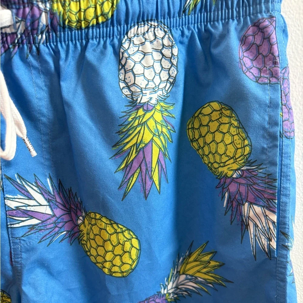 NWOT Brooklyn Cloth Volley Blue Pineapple Swim Trunks M